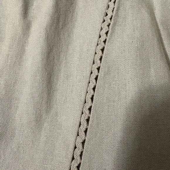 Zara Tan Tiered Midi Dress with Polo Collar. Neutral Color. Linen Viscose Blend. - Picture 6 of 12